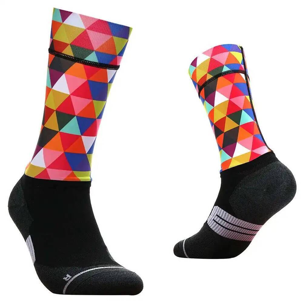 Mountain Biking Socks - Meias de ciclismo geométricas vibrantes –