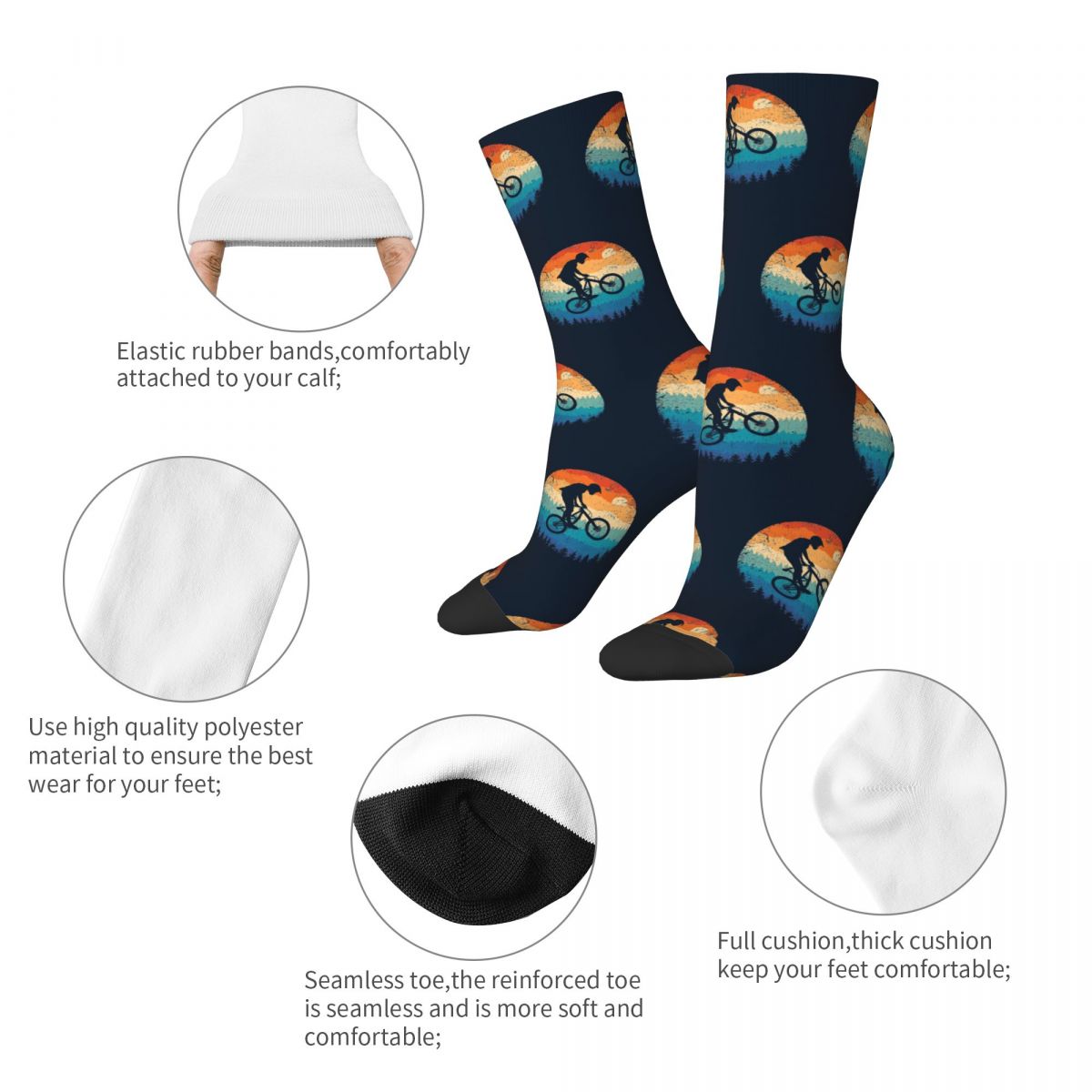 Engraçado louco meias para hom - Mountain Biking Socks avaliação e preço